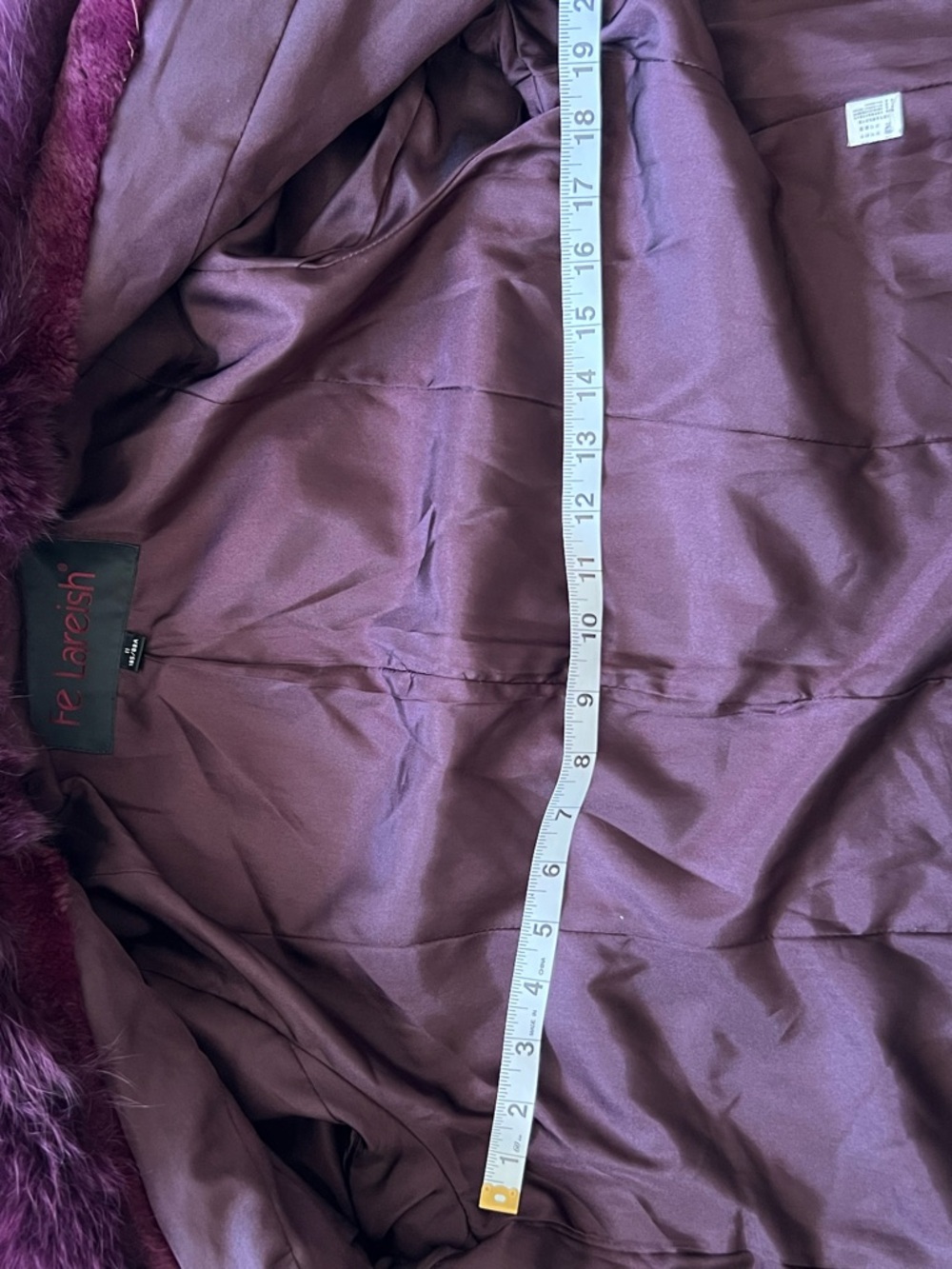 Vintage Purple Real Rabbit Fur Jacket w Fox Collar & Rose Belt Embroidered M - Picture 10 of 14